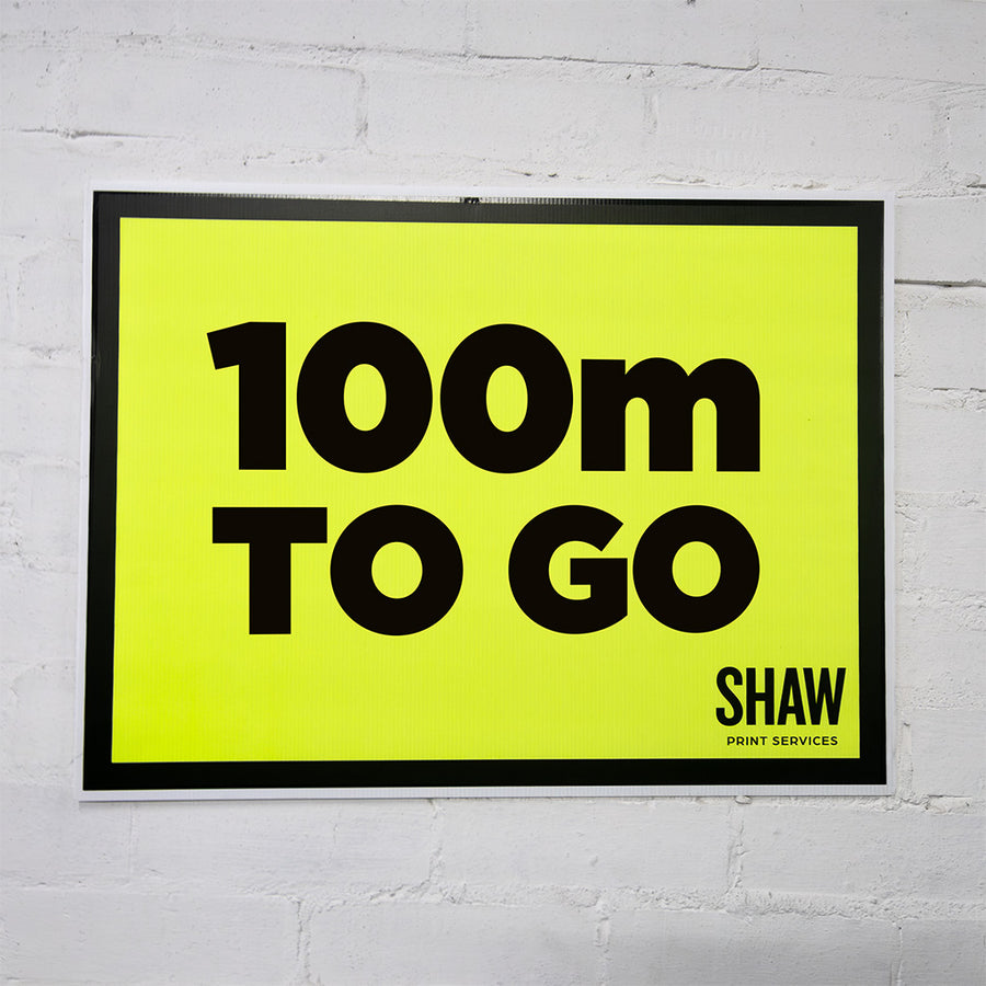 100m To Go Sign 