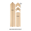 Base frame protection kit with measurements on a white background