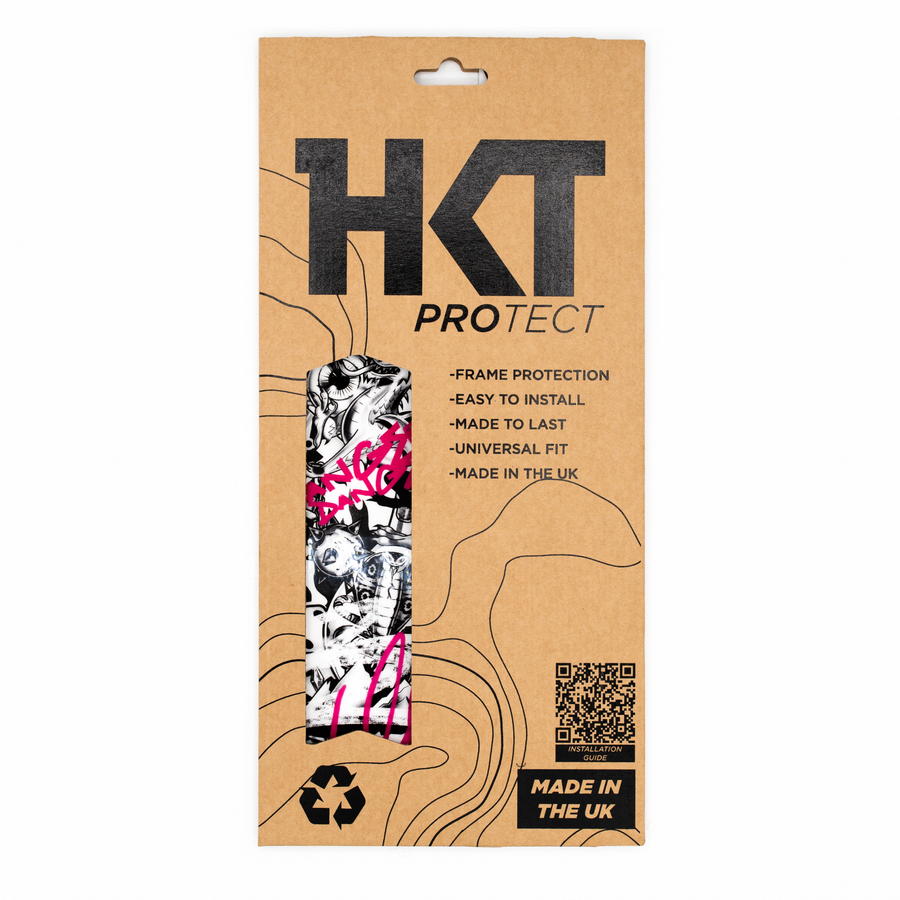HKT Protect frame protection Classic Chaos. Packaging with the product showing in brown packaging.  