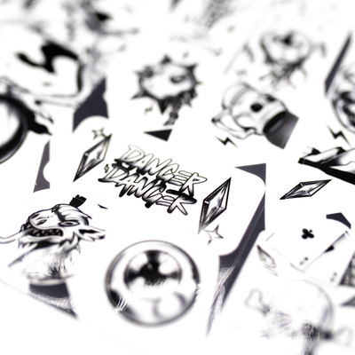 Collection of black and white bicycle frame designs on a white background.