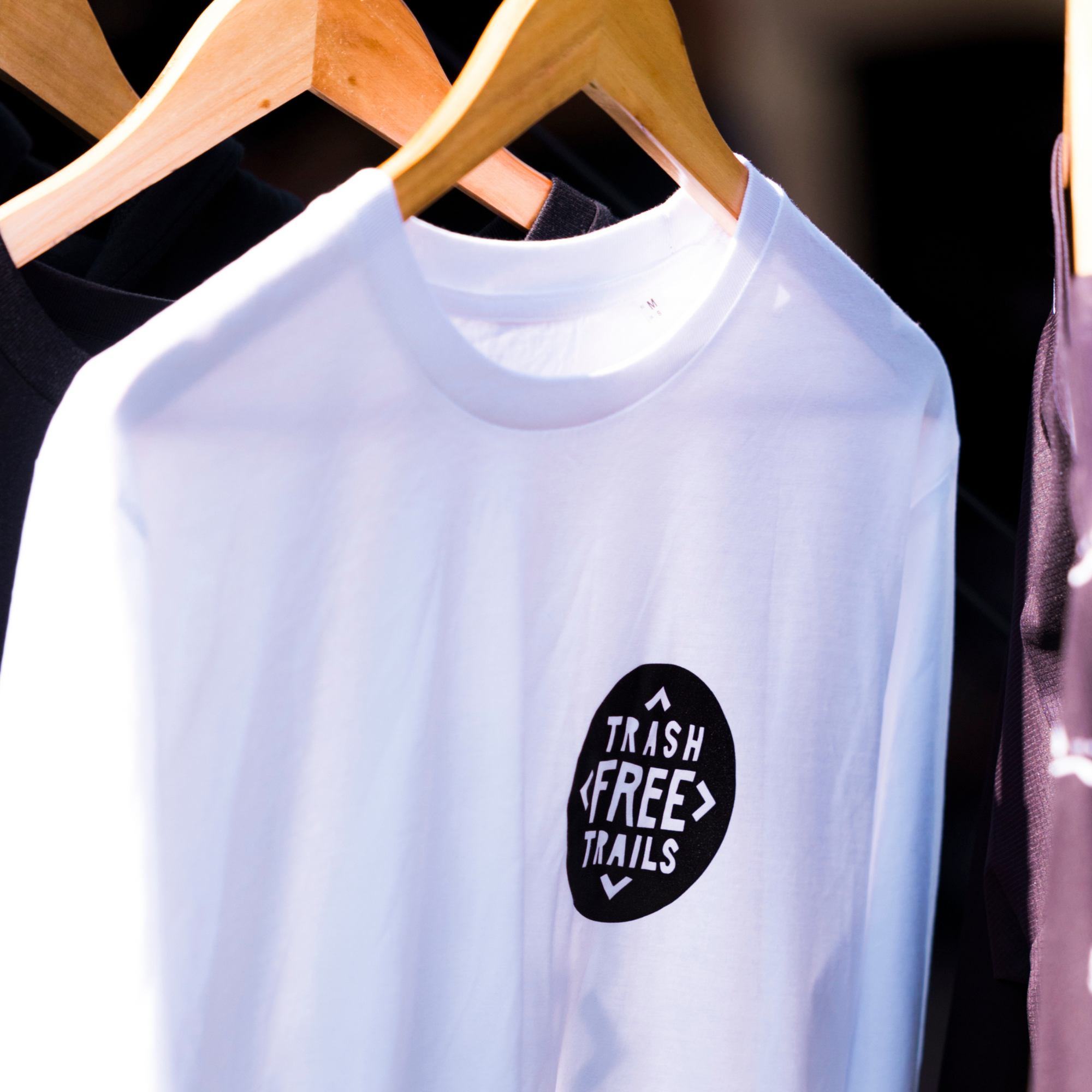 Trash Free Trails Logo Long Sleeve Tee White