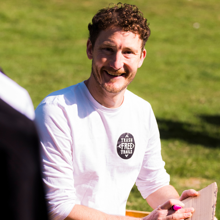 Trash Free Trails Logo Long Sleeve Tee White