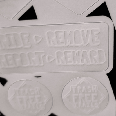 Trash free trails white frame kit  stickers for frame kit.