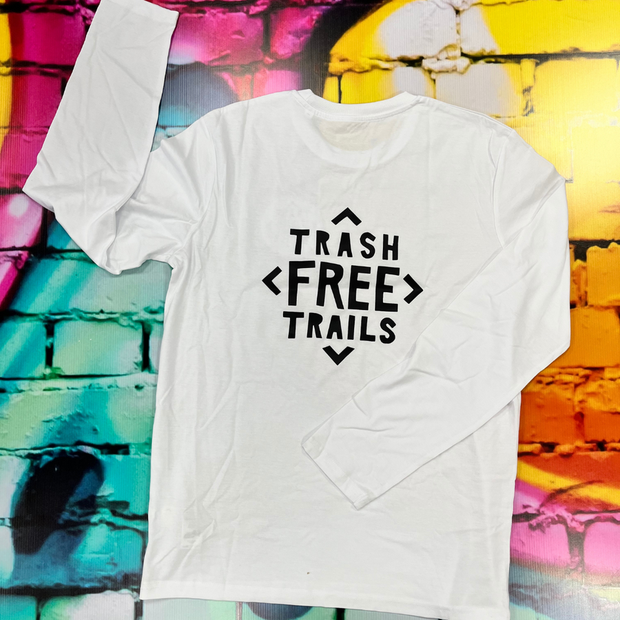 Trash Free Trails Logo Long Sleeve Tee White