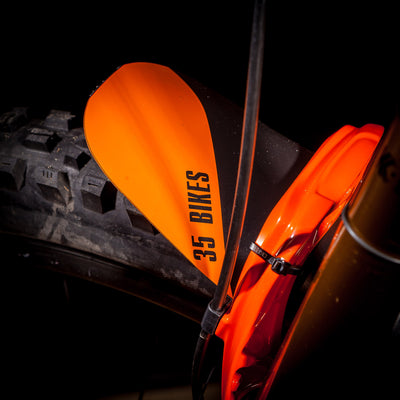 35Bikes XL Classic Front Mudguard Orange close up - Made In the UK