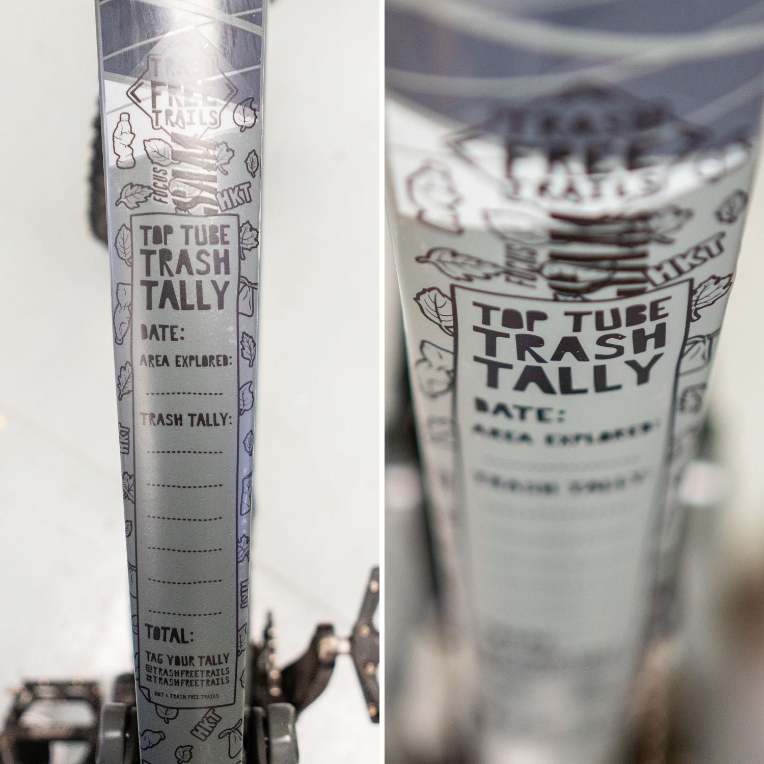 The Trash Free Black Frame Kit on a silver frame.