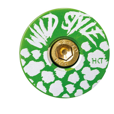 Wild Style Text green stem cap with gold bolt.
